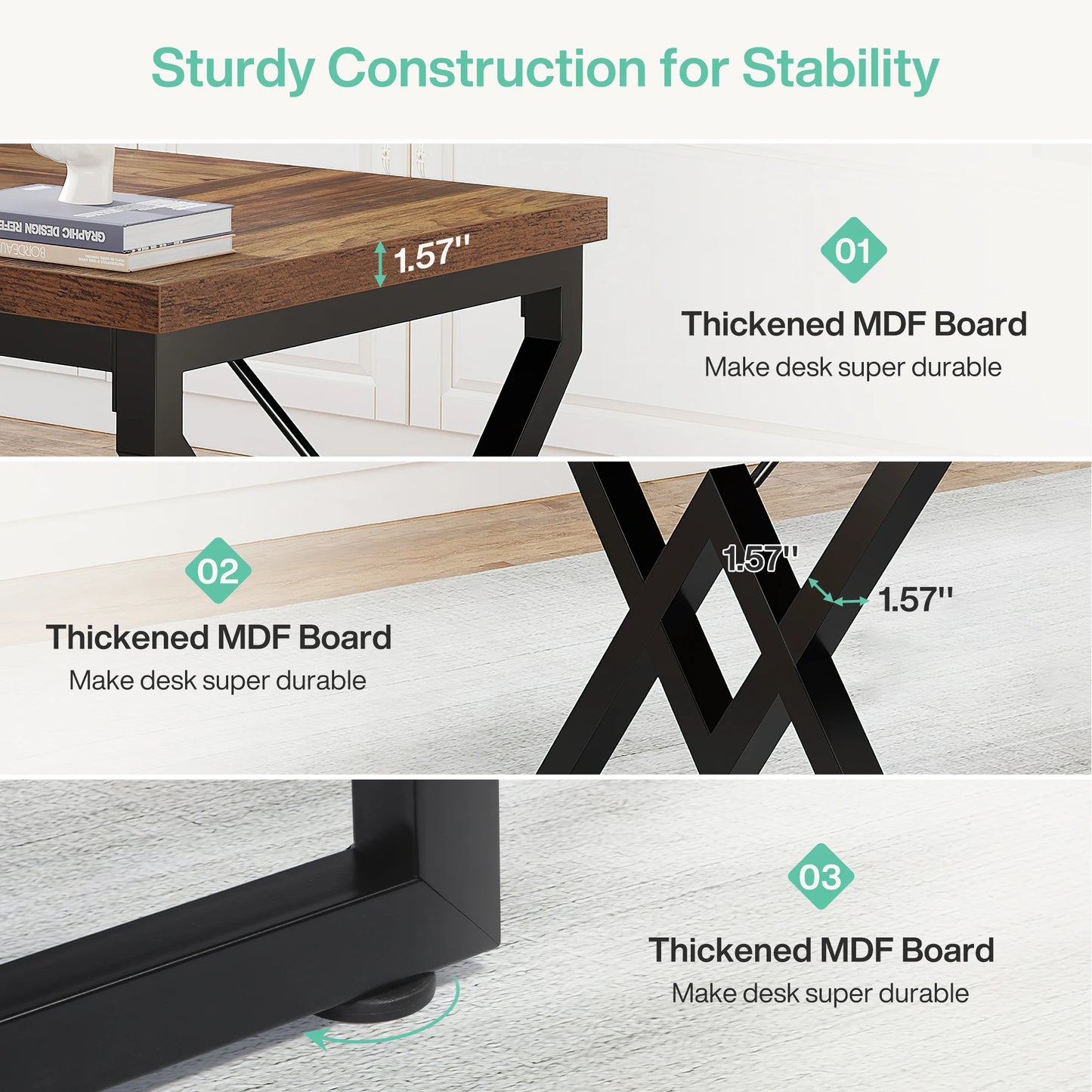 63" Large Industrial Executive Desk