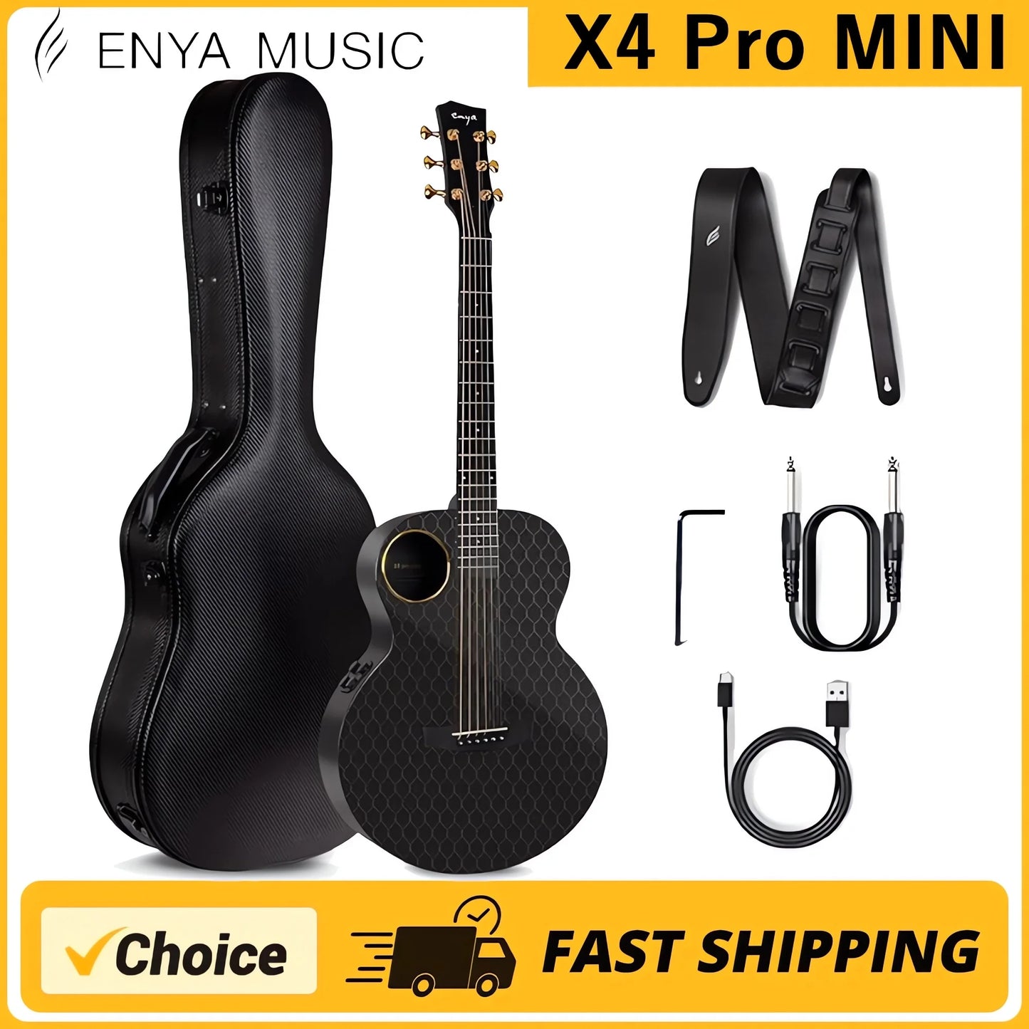 Enya Acoustic Electric Guitar Carbon Fiber X3 Pro Travel Guitar AcousticPlus 41” Full-Sized Guitar Chinese version