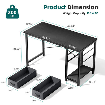 47IN Computer Desk with 2 Drawers