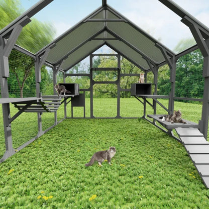 Outdoor Cat cage With Wooden Cat House