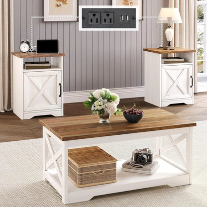 3-Piece Farmhouse Living Room Table Set