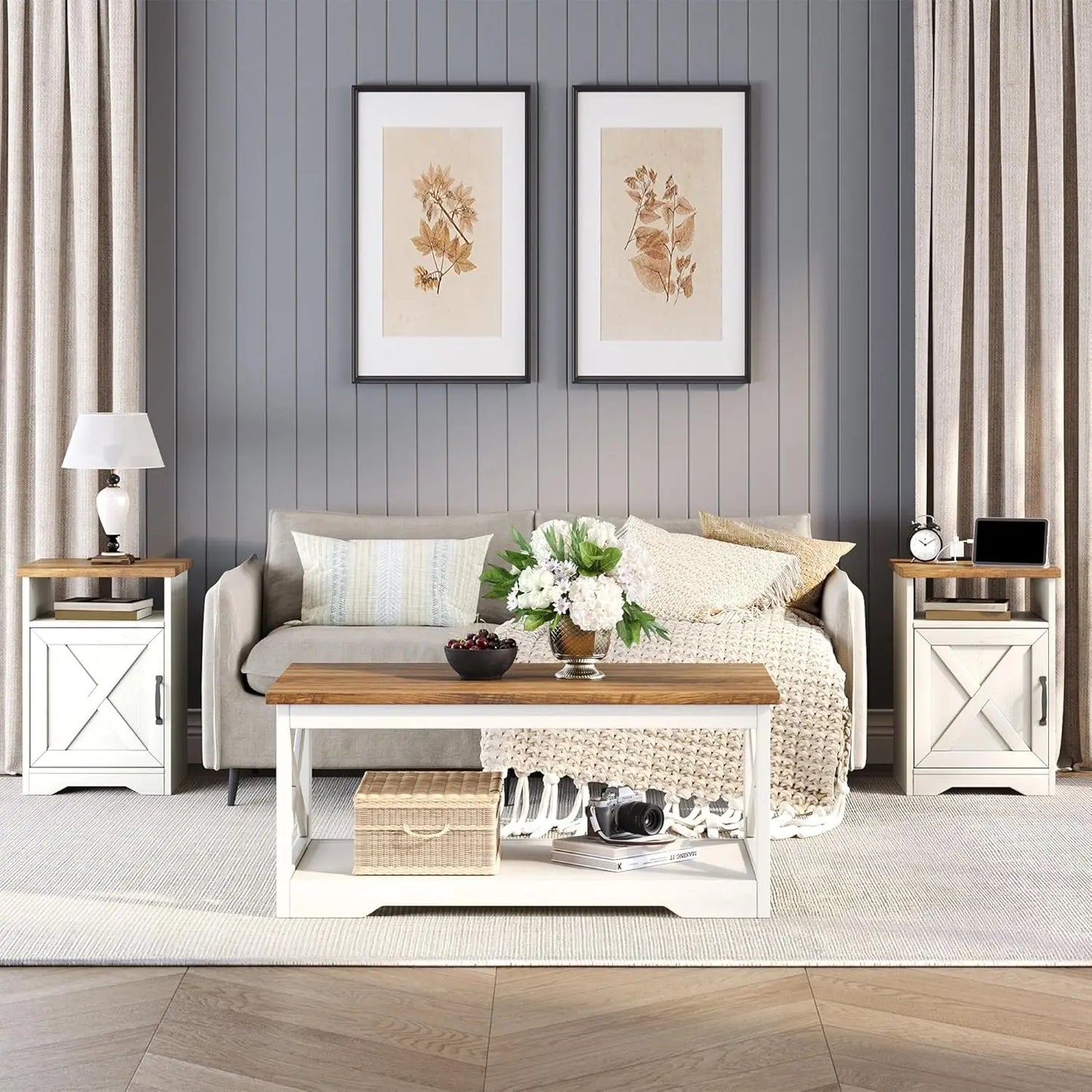 3-Piece Farmhouse Living Room Table Set