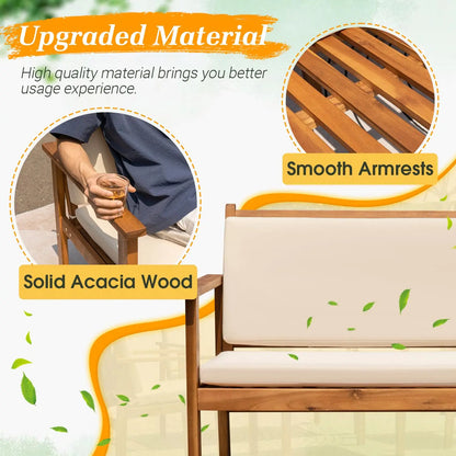 4 Piece Patio Bistro Se  Acacia Wood