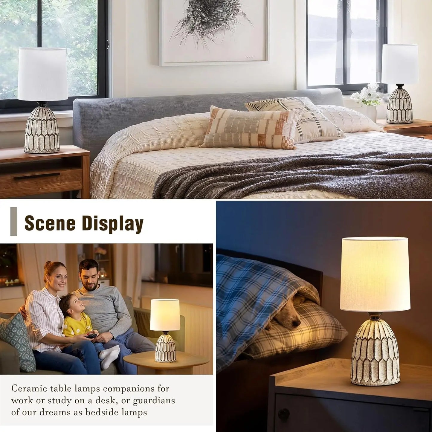Set Of 2 Farmhouse Ceramic Table Lamps