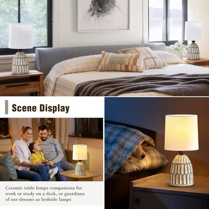 Set Of 2 Farmhouse Ceramic Table Lamps