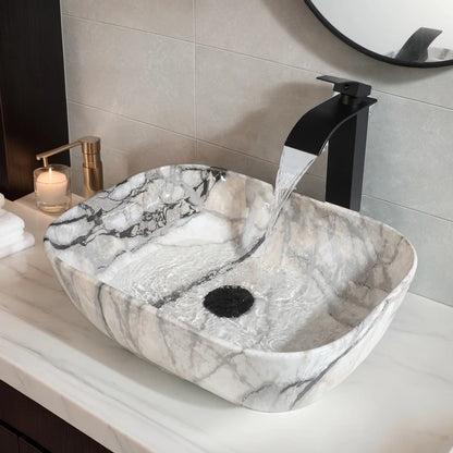 Artistic Marble Pattern Ceramic Vessel Sink Set