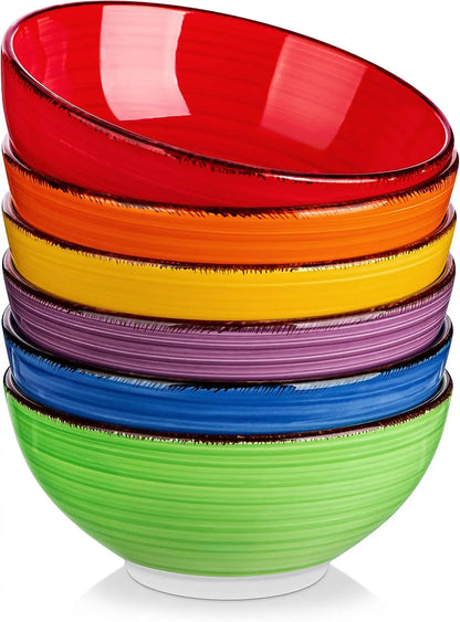 Set Of 6 Colorful Ceramic Soup Bowls