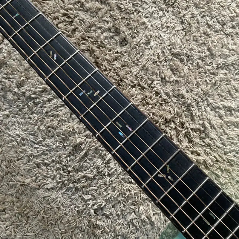 H561 Jacques Metal Green Carbon Fiber Folk Acoustic Guitar with Red Cedar Solid Top, Ovation Style