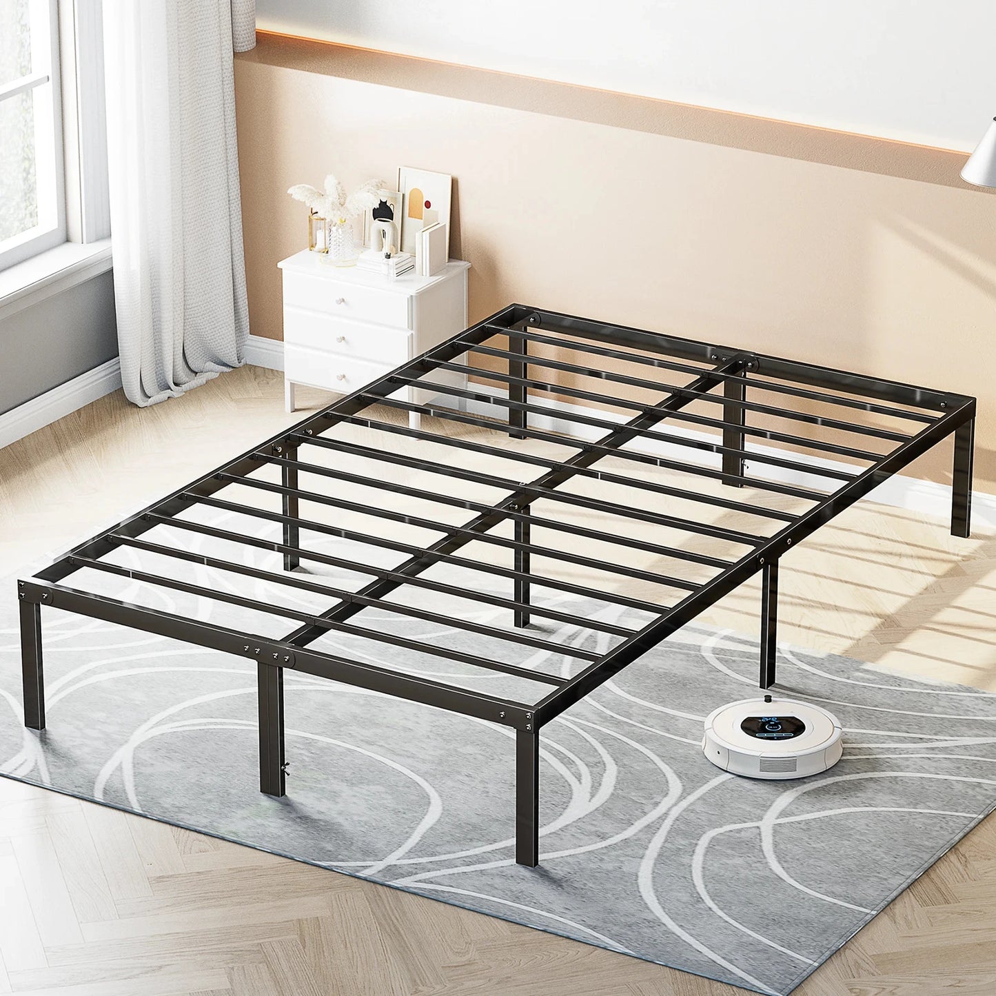 Metal Platform Bedroom Frames with Storage
