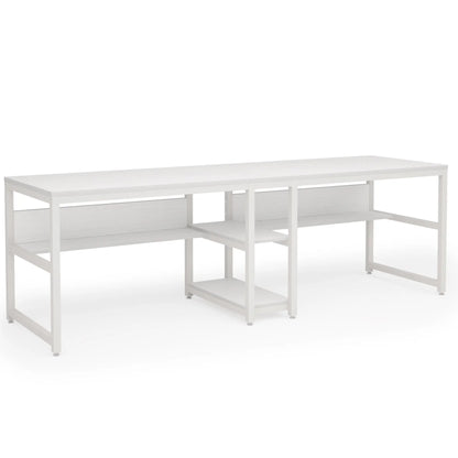 Two Person Desk with Bookshelf
