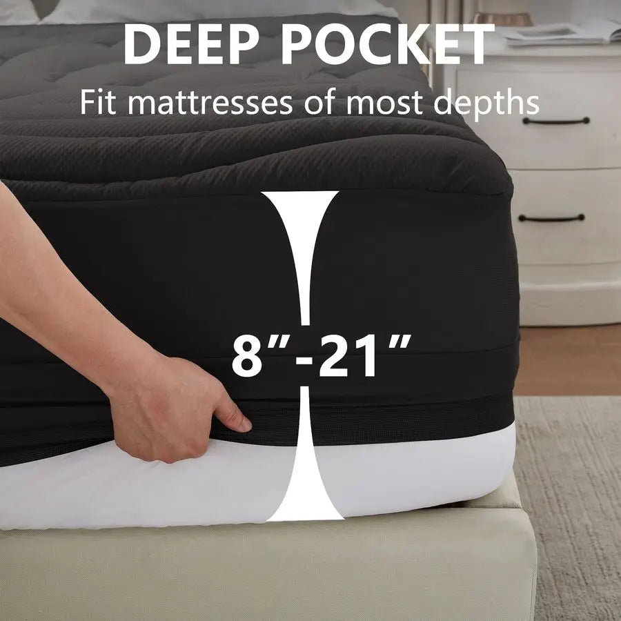 Quilted Mattress Pad Waterproof, Pillow Top Cooling