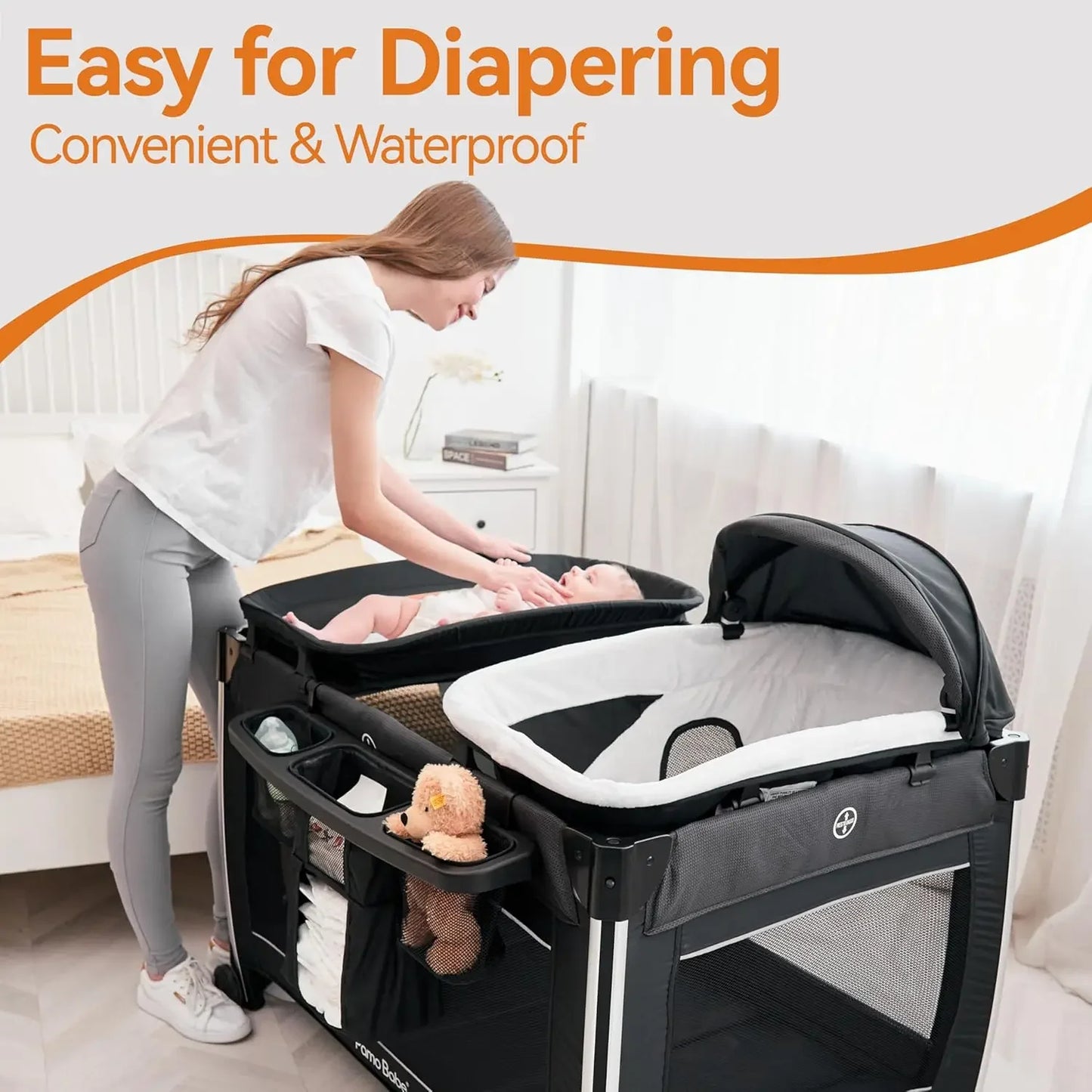 4 in 1 Baby Playards Bassinet & Changing Table