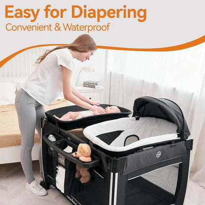 4 in 1 Baby Playards Bassinet & Changing Table