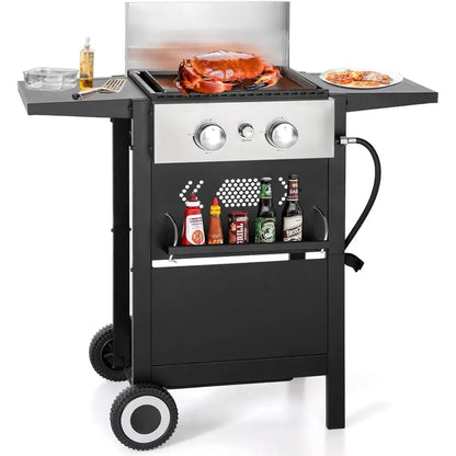 2 Burner Griddle Grill Combo