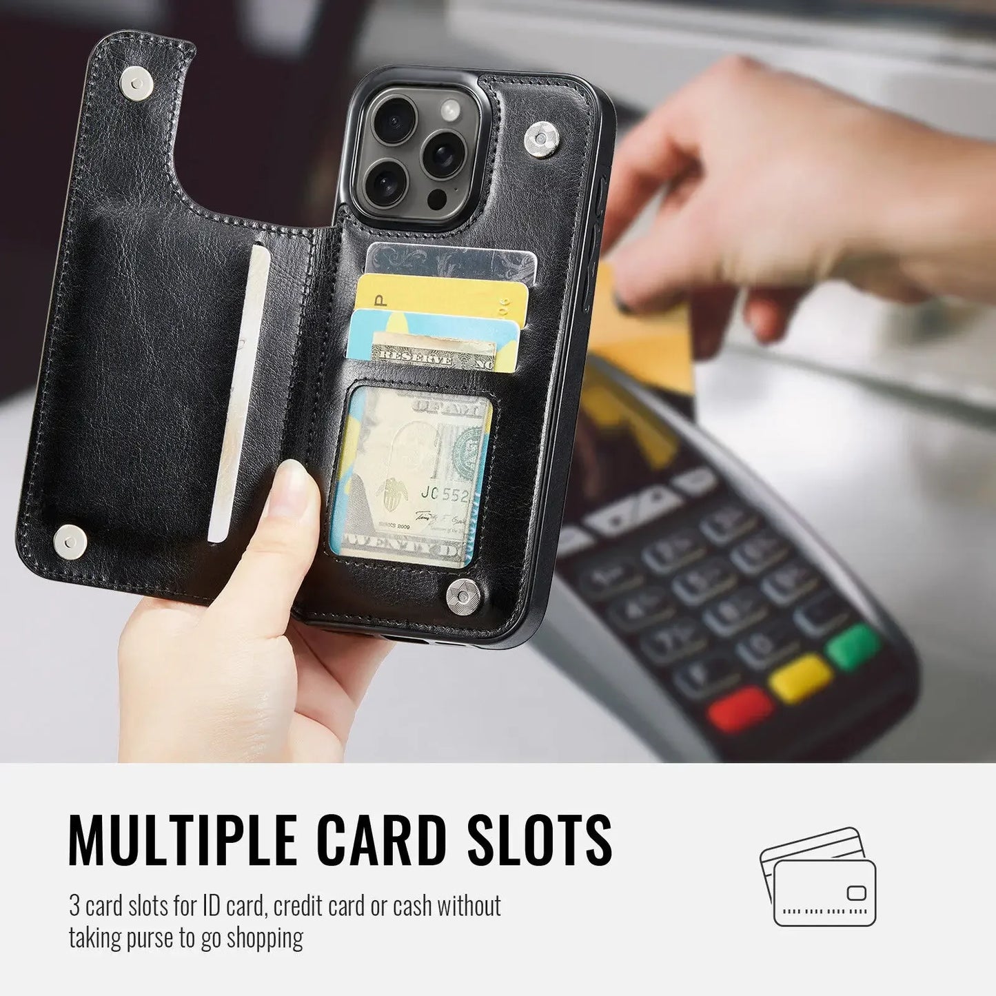 Leather Wallet Card Holder Case  iPhone  Pro Max