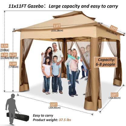 11x11 Pop Up Gazebo One-Push Canopy Tent