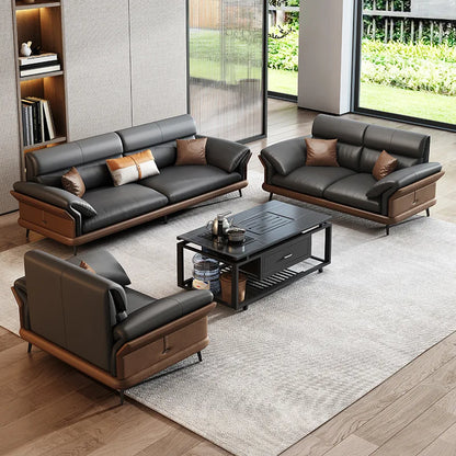 Sofa Leather Coffee Table Combination Set