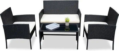 4 Piece Outdoor Wicker Patio Furniture Set