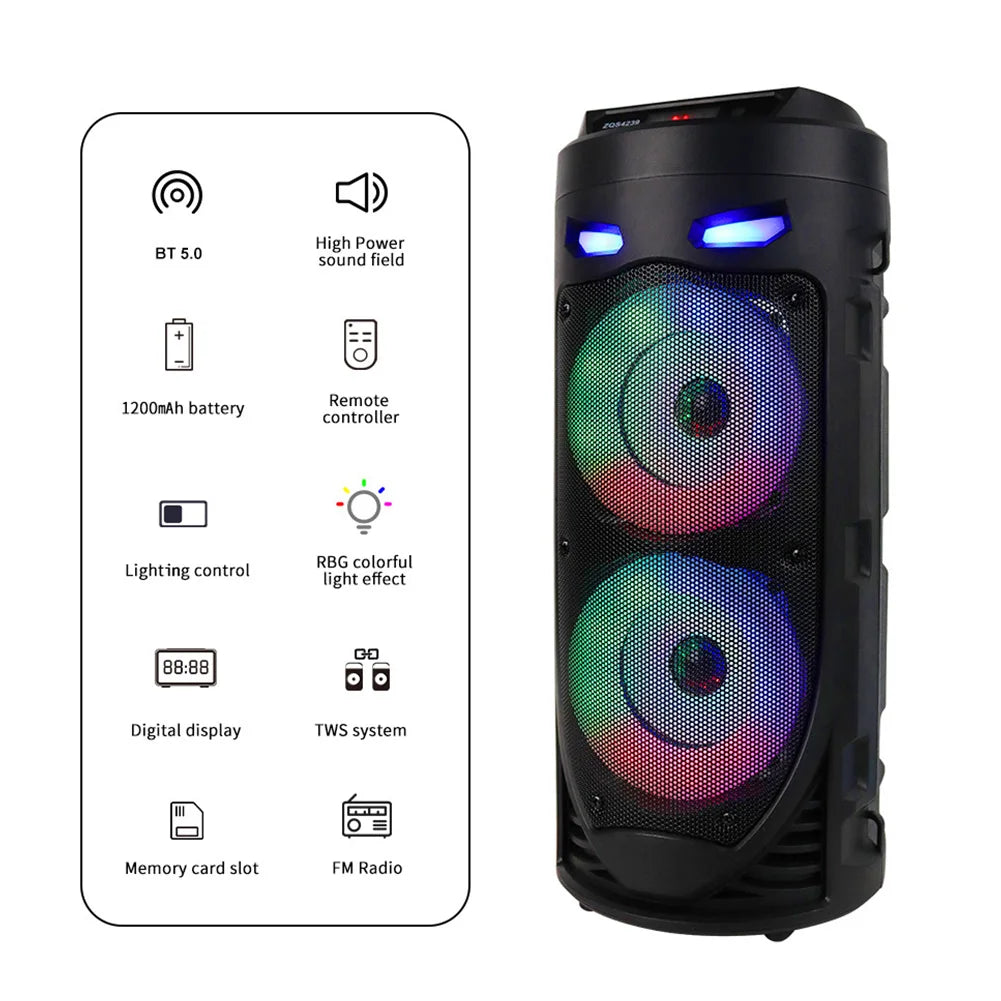 BT Speaker Portable Speaker Double Subwoofer