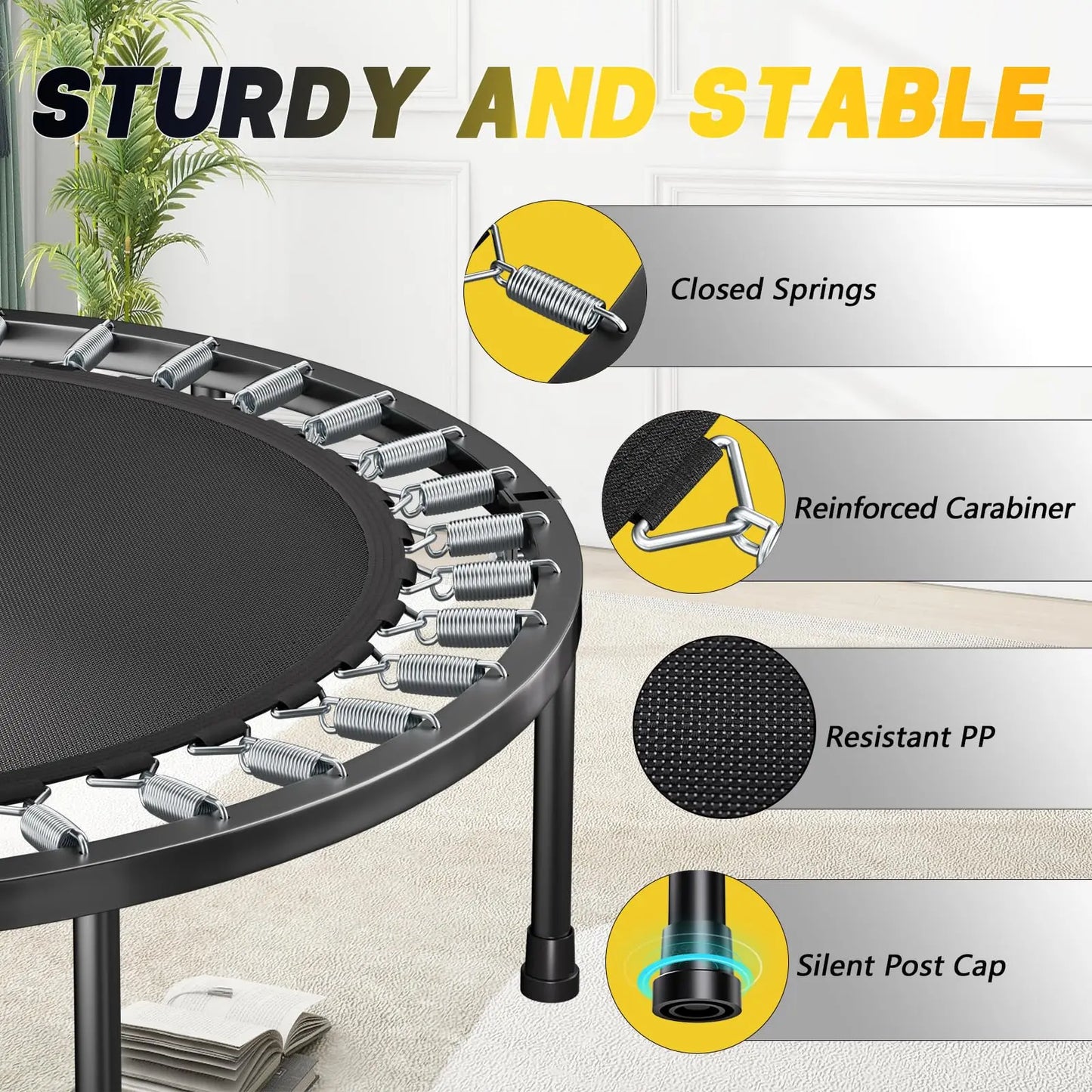 Rebounder Trampoline for Adults - 40" Foldable