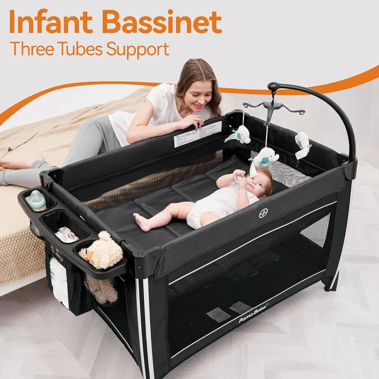4 in 1 Baby Playards Bassinet & Changing Table