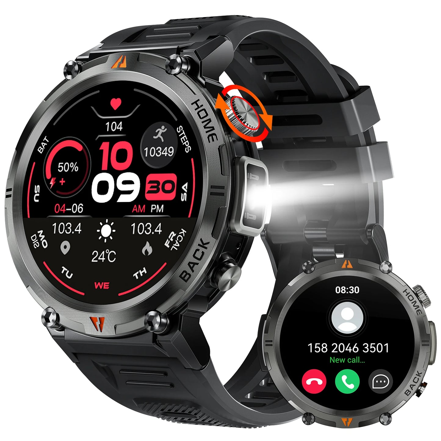 LaNikar KE3 Black Bluetooth Call Smart Watch