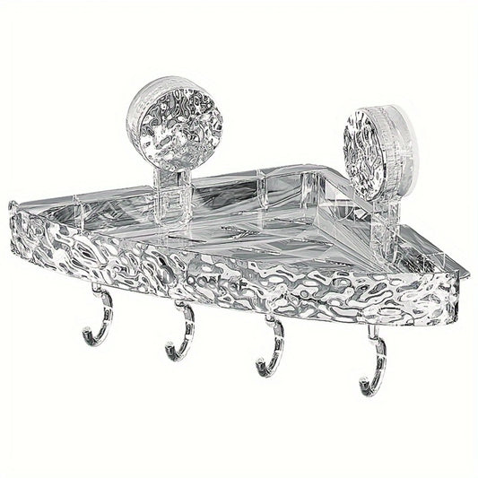 1pc Water Ripple Bathroom Suction Cup Triangle Shelf