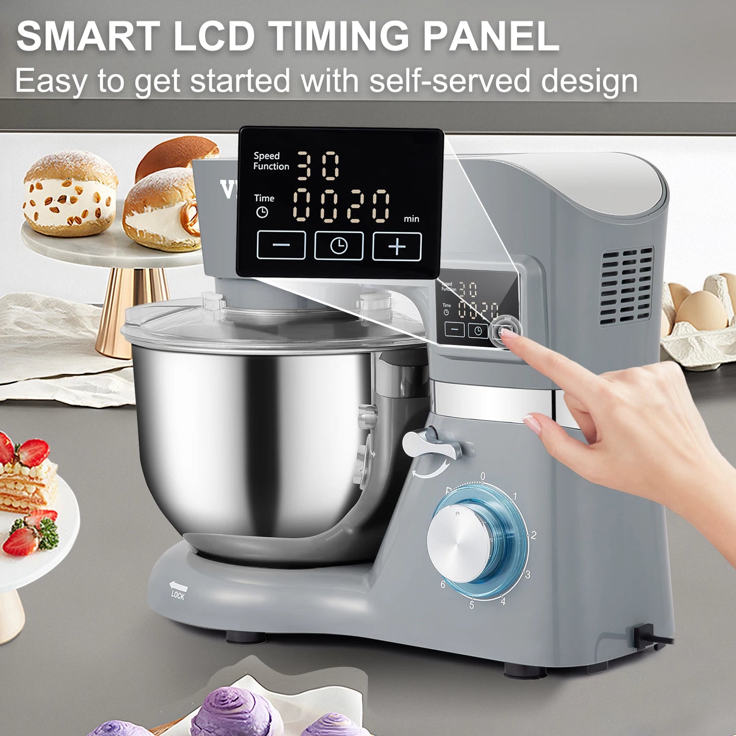 SucceBuy Stand Mixer 6 Speeds LCD Screen