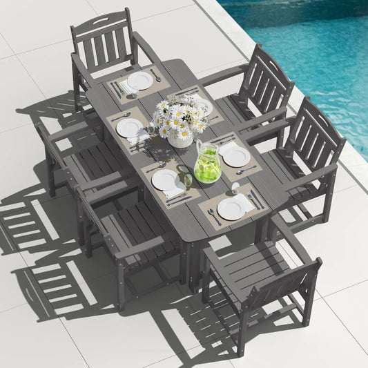 Outdoor Patio Dining Set Table & 6 Chairs