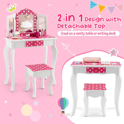 Kids Vanity Table & Stool Set