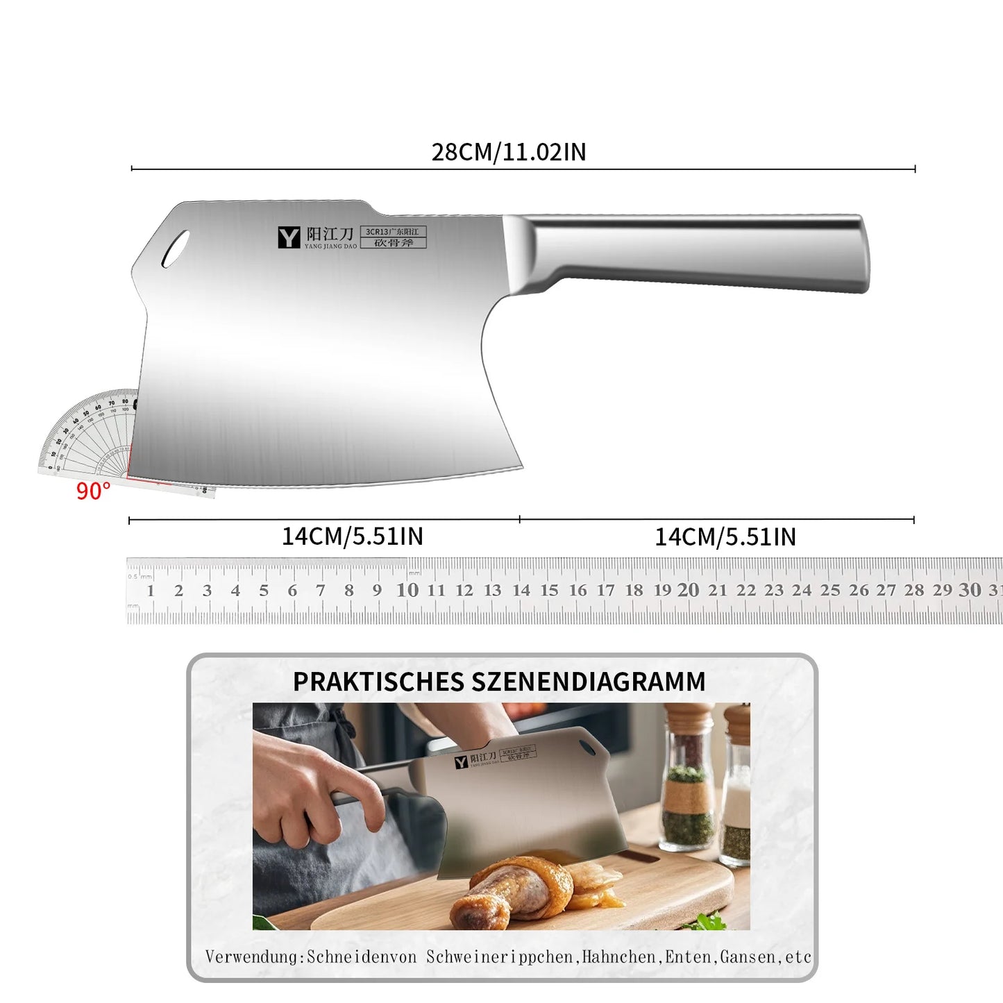 Commercial Chef Boning Axe Stainless Steel