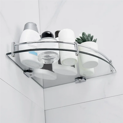 AB66-Bathroom Shelves, Bathroom Glass Corner Shelf Triangle Wall Mounted ,Tempered Glass Shelf For Storing Shower Gel/Soap