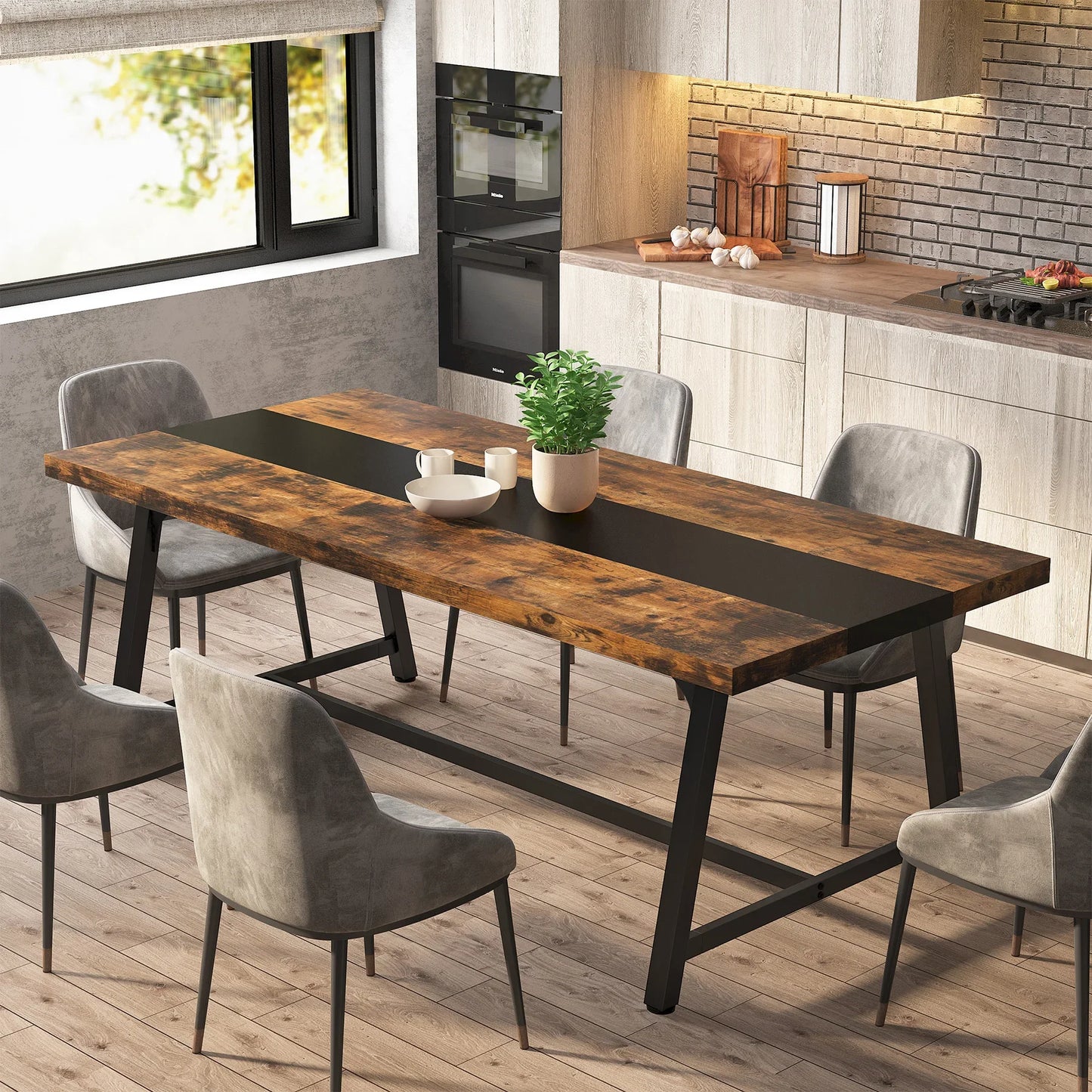 Wood Dining Table For 8 People, 70.87"