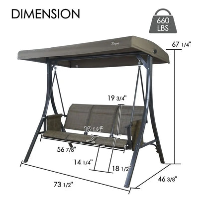 Brenda 3Seat Outdoor Porch Swing Glider