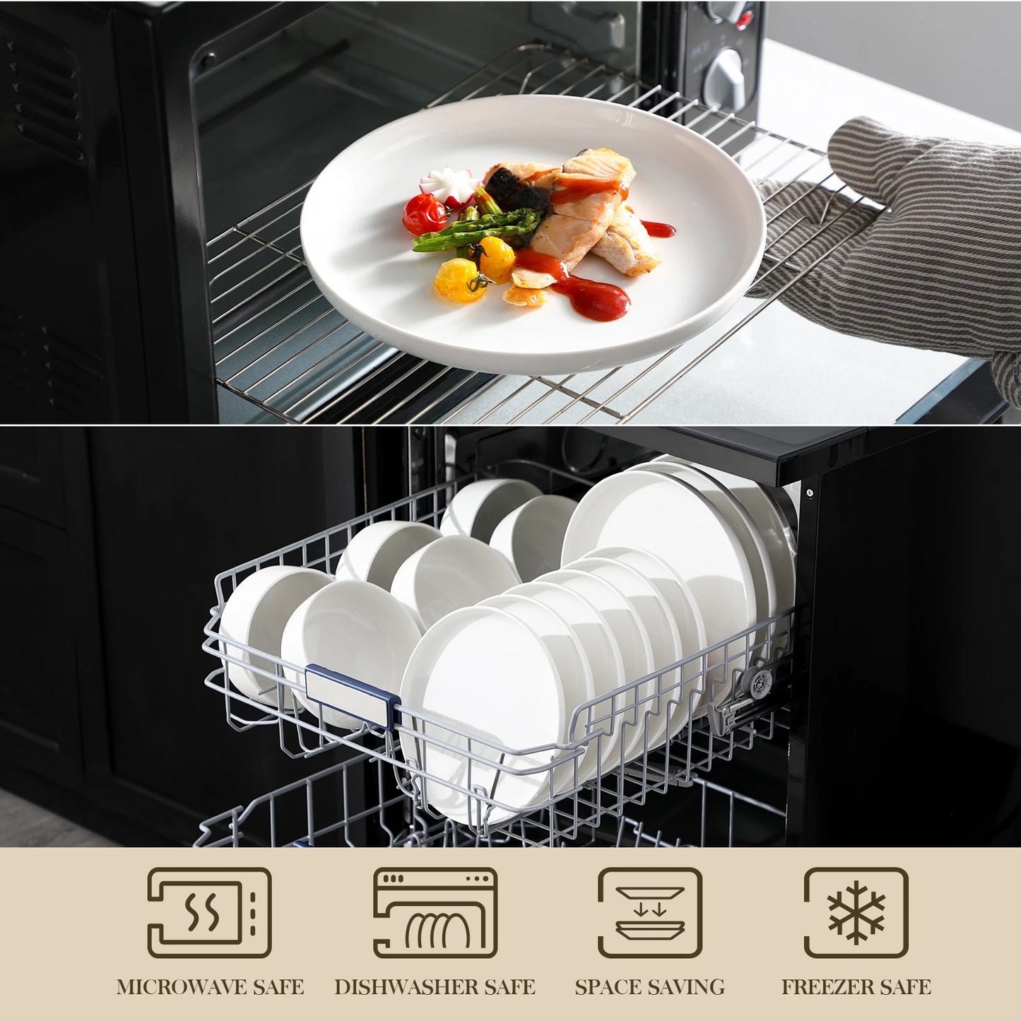 MALACASA 18/36-Piece Ceramic Set with 6/12 Pcs