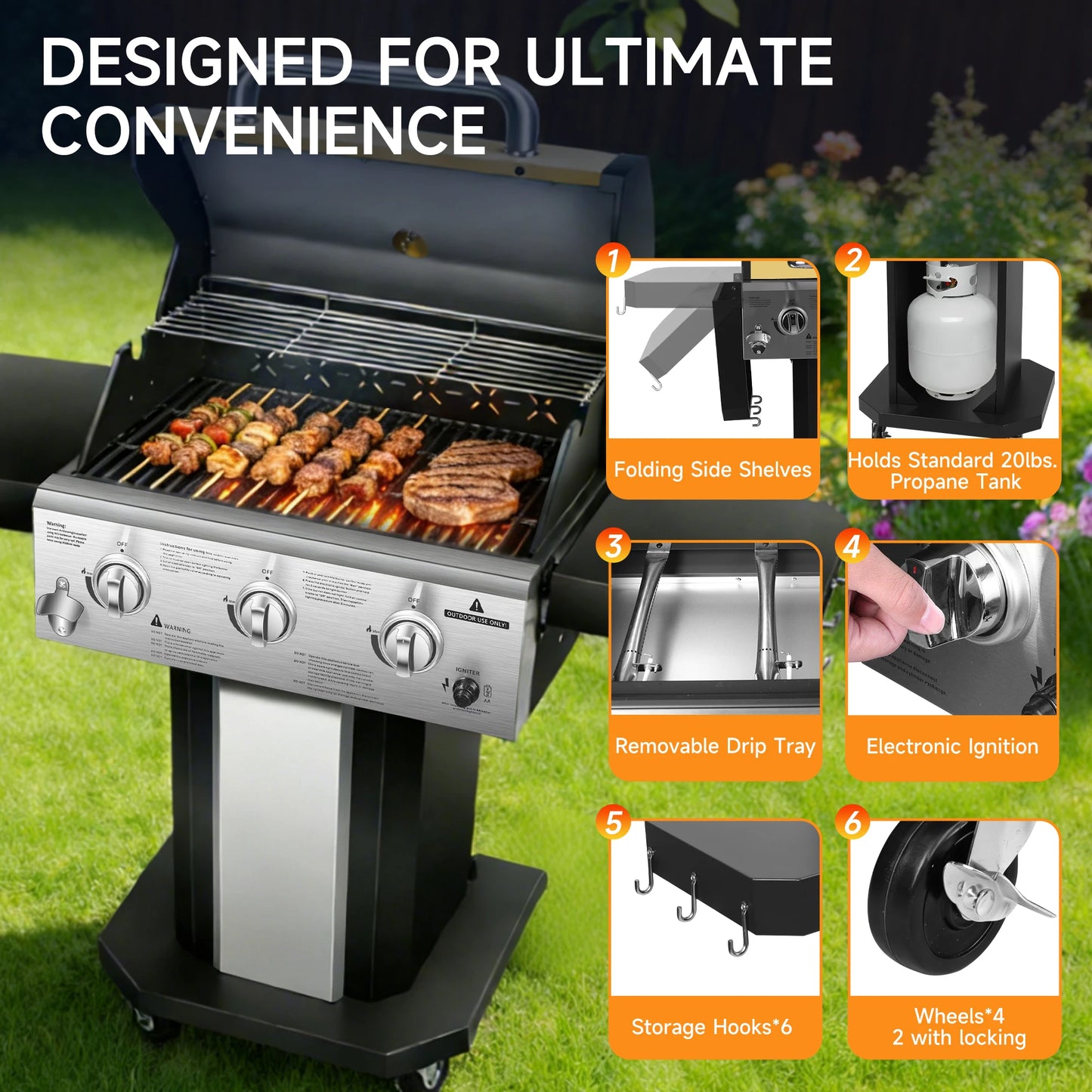 3-Burner Propane Gas Grill