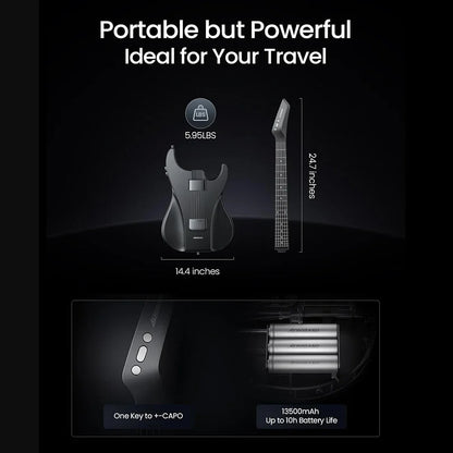 AeroBand Guitar Travel Electric Guitar Pain-Free Silicone String All-in-One 9 Sound Styles Acoustic Bass With Speaker Microphone
