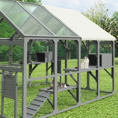 Outdoor Cat cage With Wooden Cat House