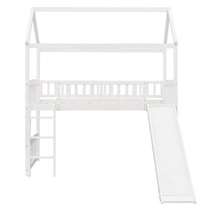 Twin Loft Bed With Slide For Kids