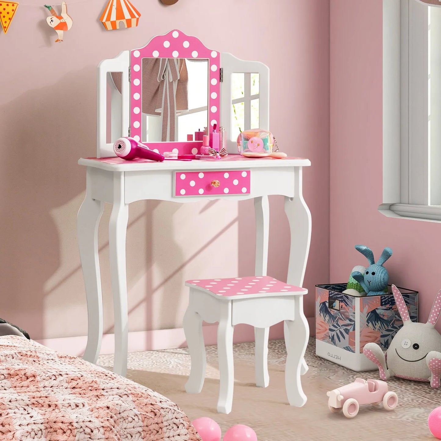 Kids Vanity Table & Stool Set
