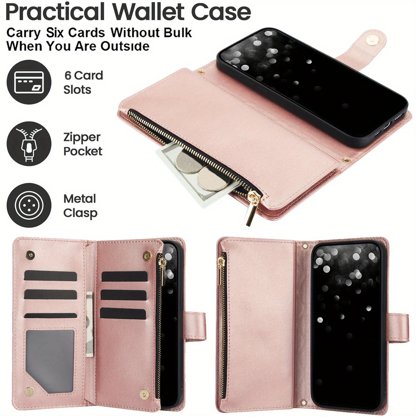 Crossbody PU Leather Wallet Flip Case For iPhone