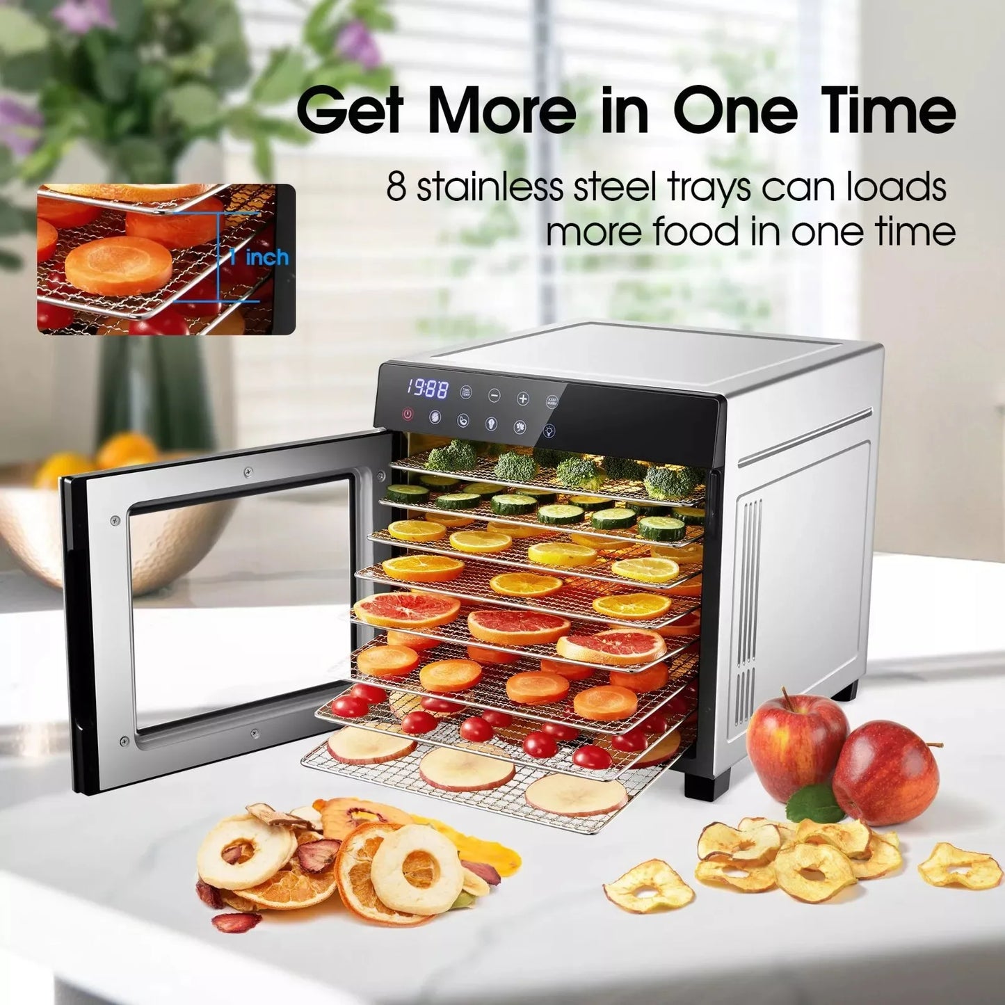 8-Tray Stainless Steel 600W Food Dehydrator