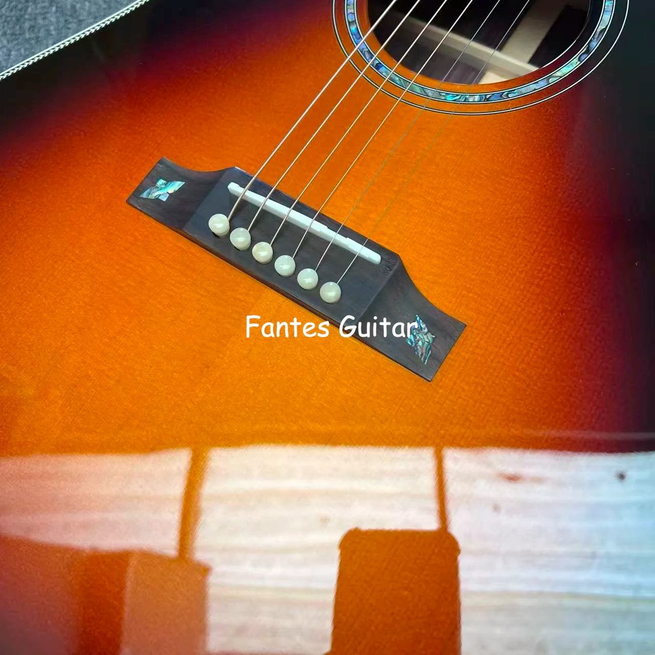 Custom Sunburst 41 Inch J-45s Herringbone Binding Acoustic Guitar Solid Spruce Top SOLID Back Side