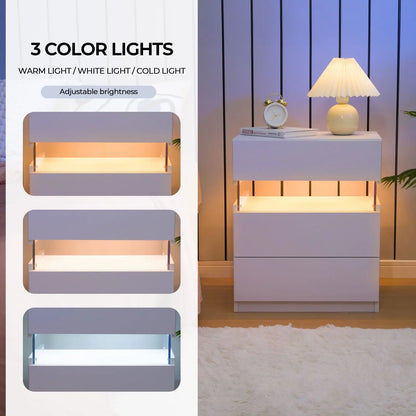 Bedside Tables  Set With LED Lighting