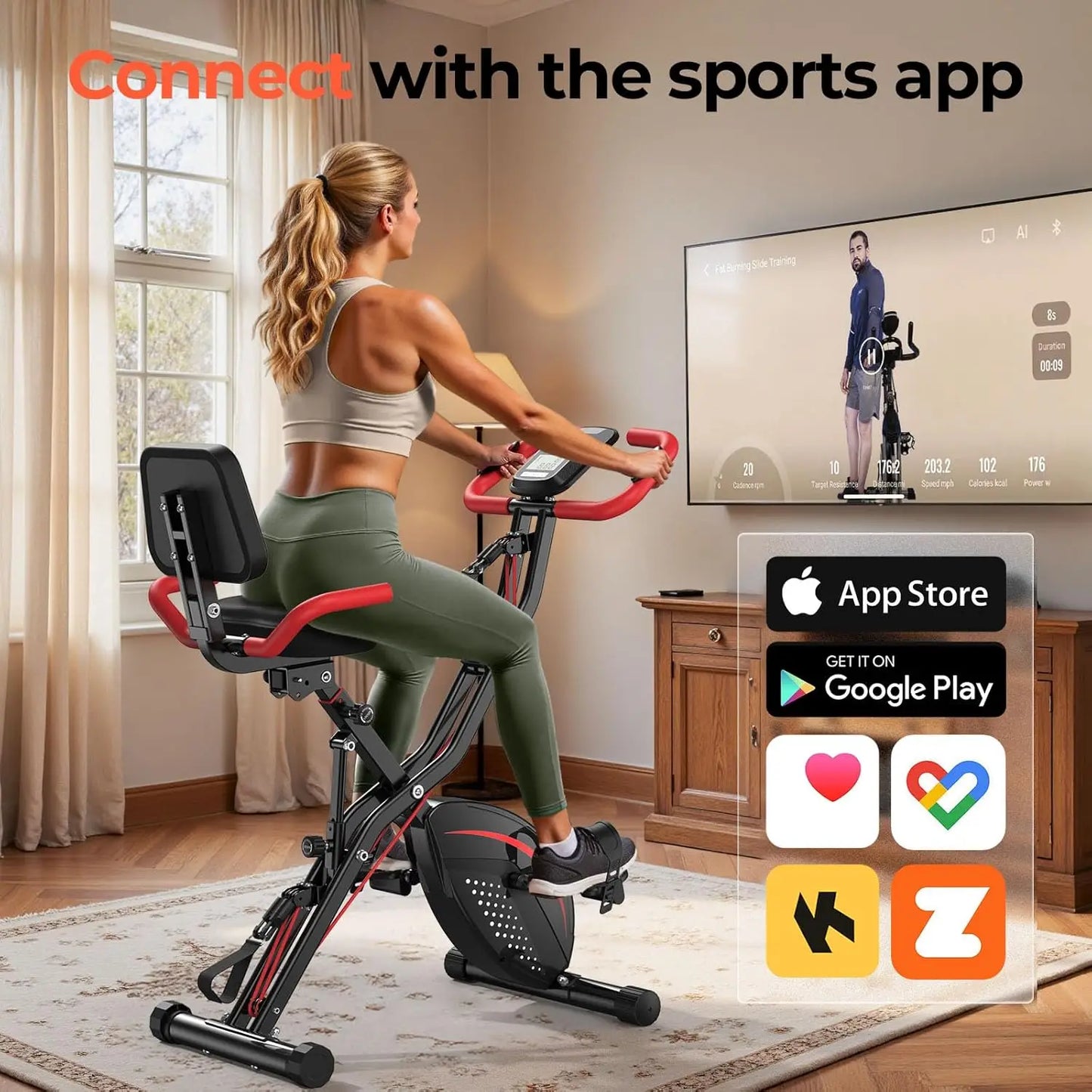 Pleny Folding Exercise Bike, 5 IN 1 Stationary Bike