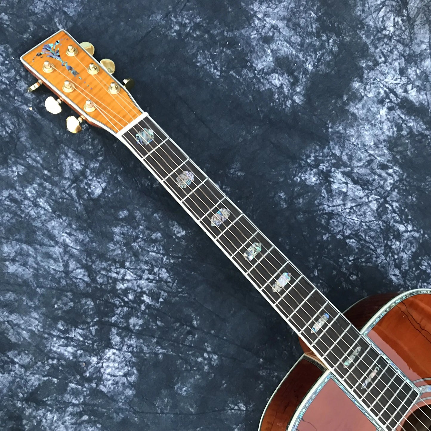 Custom 41 Inch D Type Maple Body Acoustic Guitar Abalone Inlays Ebony Fingerboard