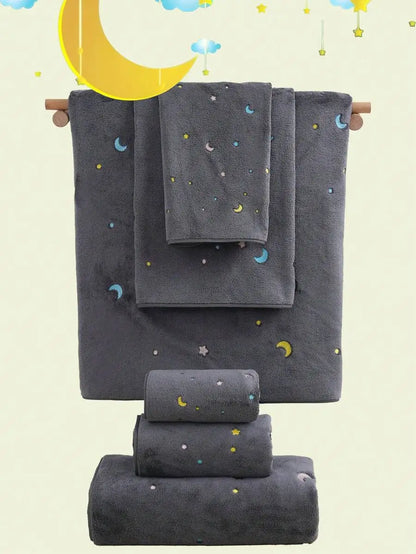 Purple Coral Fleece Towel Set