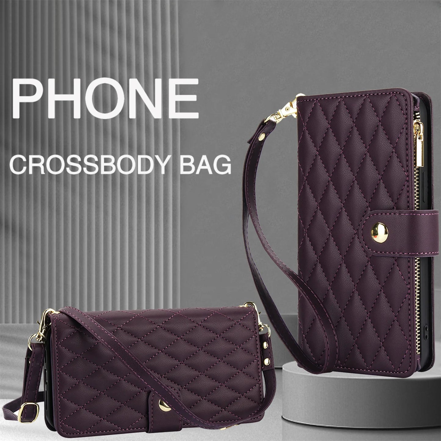 Crossbody PU Leather Wallet Flip Case For iPhone