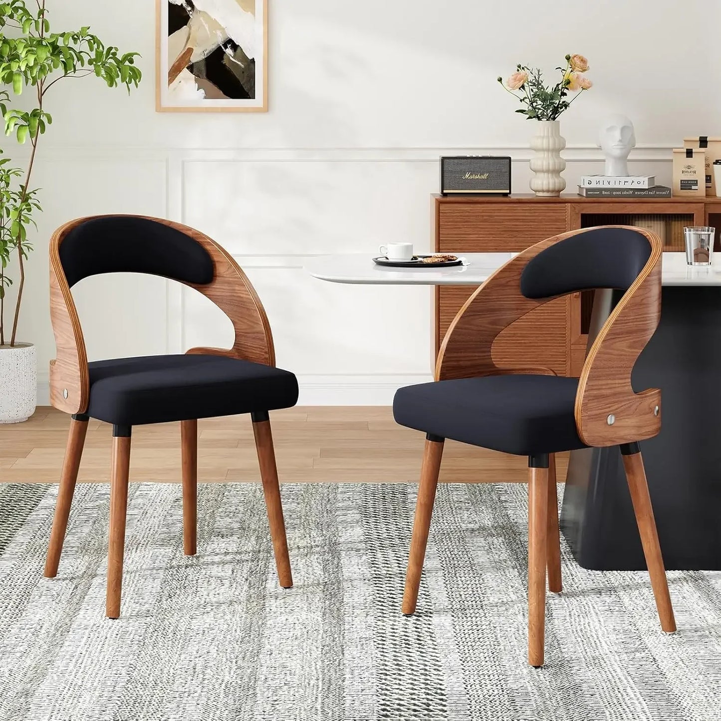 Modern Wood Dining Chairs Set of 4