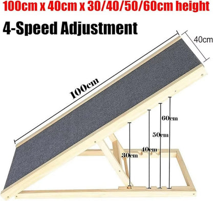 Height-Adjustable Wooden Pet Ramp